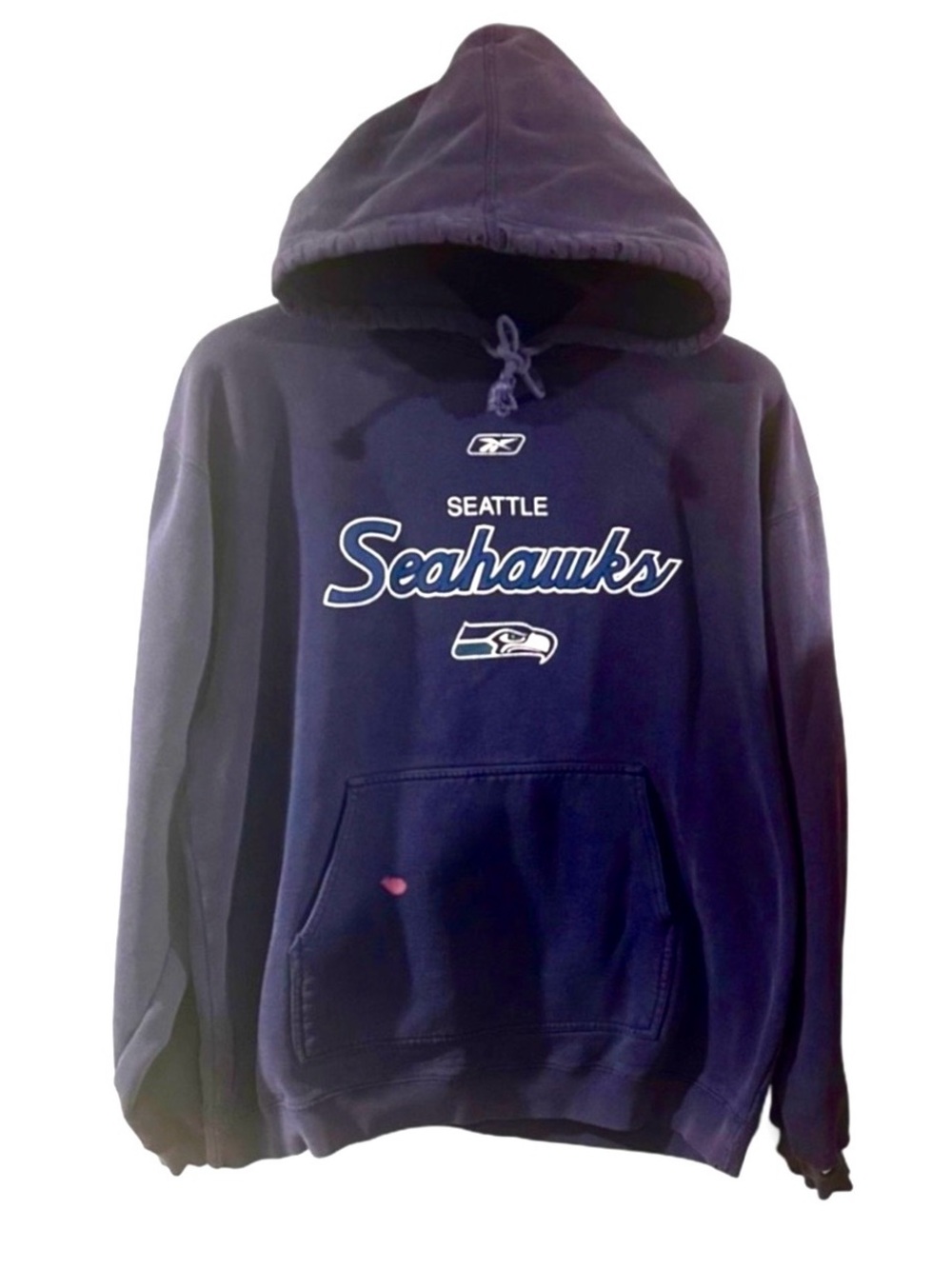 Vintage Y2K Reebok NFL Seattle Seahawks Navy Hoodie Sweatshirt Size Men’s Large